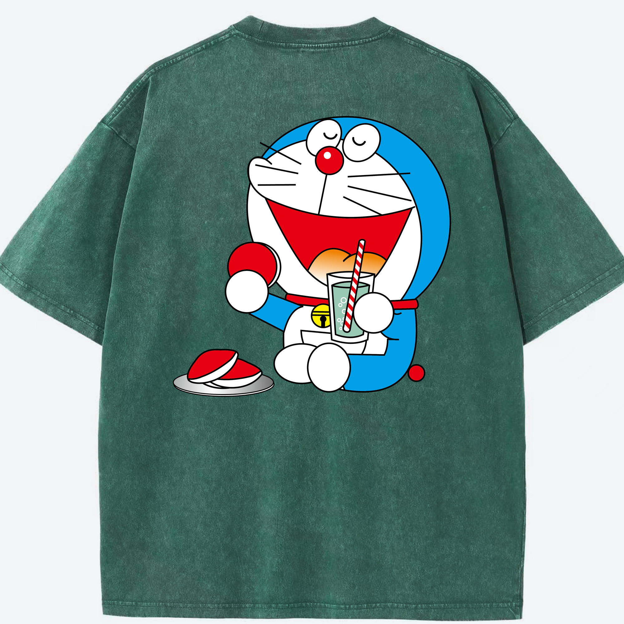 （画像用） ドラえもん Doraemon 綿100% ヴィンテージ風 半袖Tシャツ（背面プリント）